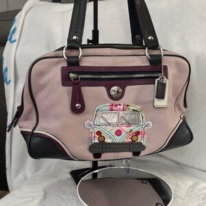 Rehab Coach Pink and Black Satchel with Car Motif - 2010